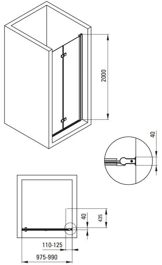 Usa de dus pliabila Deante Kerria Plus 100 cm sticla 6 mm crom