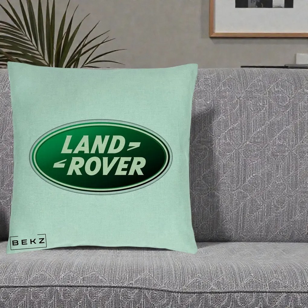 Perna Personalizata cu emblema Land Rover, 40x40 cm, Verde Menta, Husa Detasabila, Perna Inclusa, BEKZ®
