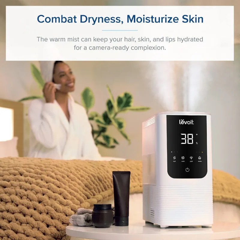 Umidificator Levoit OasisMist 450S LUH-O451S-WEU, 40 m², 280 W, 4,5 l, Aromaterapie, Autonomie de 45 de ore, Alb