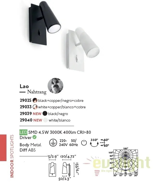 Aplica LED moderna cu 1 spot LAO alb 29040