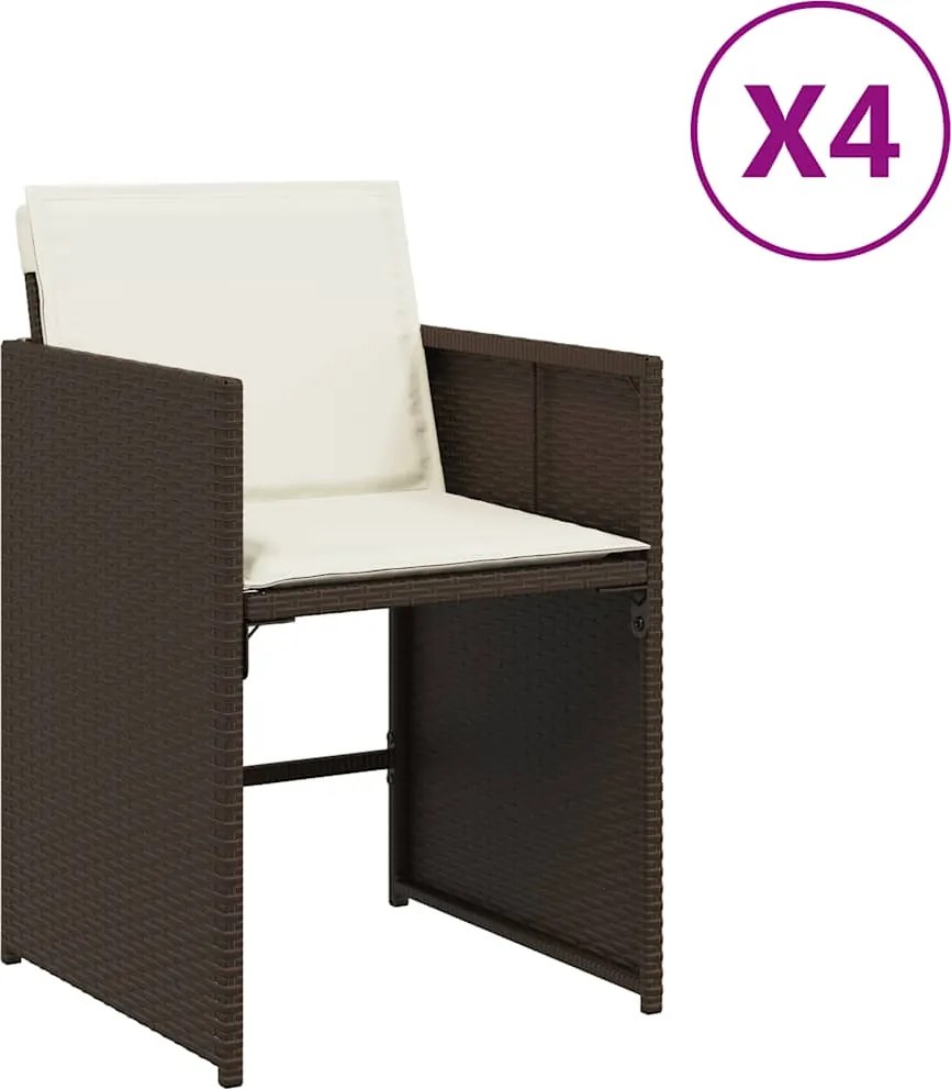 vidaXL Scaune de grădină cu perne, 4 buc., maro, poliratan