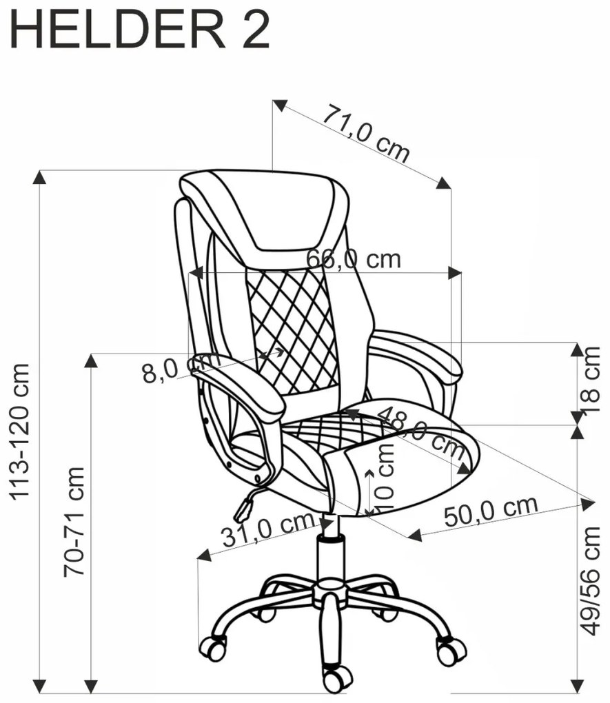Scaun de birou Helder 2 piele ecologica gri H120 cm