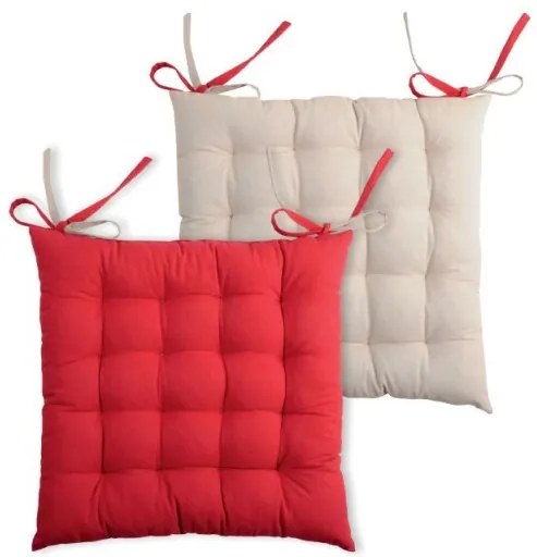 Pernă roșie pentru scaun Duo Galette Rouge Lin 40X40 cm
