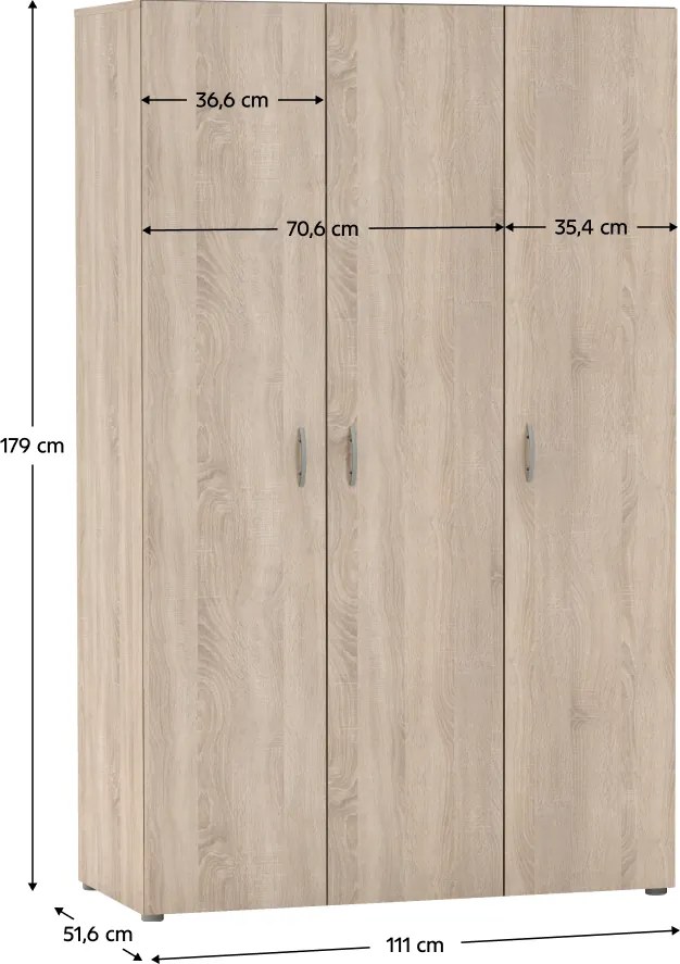 Dulap, cu trei uşi, stejar sonoma, RAMSA 3