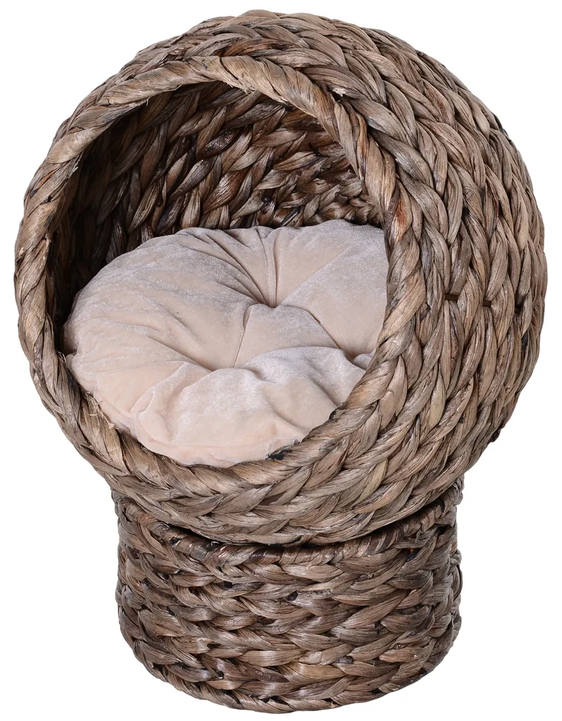 PawHut Cusca Ridicată pentru Pisici cu Pernă Materiale Naturale 42x33x52cm | Aosom Romania