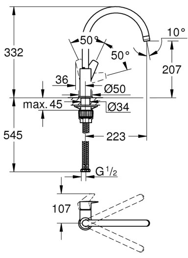 GROHE START 31233001 - baterie pentru chiuvetă, crom lucios