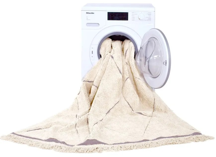 Covor crem lavabil/țesut manual din bumbac 140x200 cm Bereber – Lorena Canals