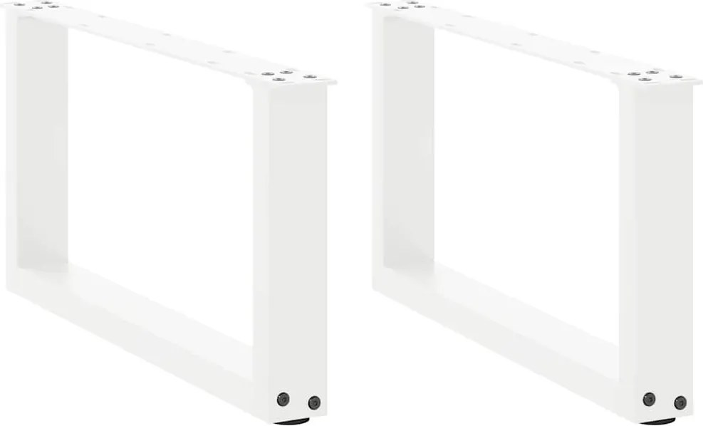 vidaXL Picioare pentru măsuță de cafea în formă de U, 2 buc., alb, 70x(30-31) cm, oțel