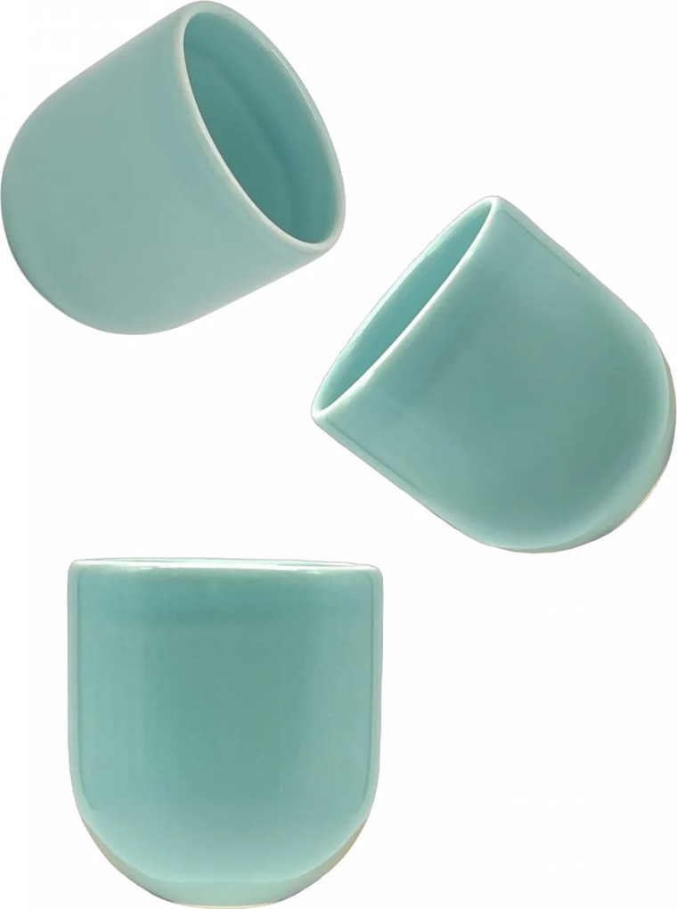 Pahar Cafea Albastru deschis (PANTONE Baby Blue, 250ml), gresie glazurata manual