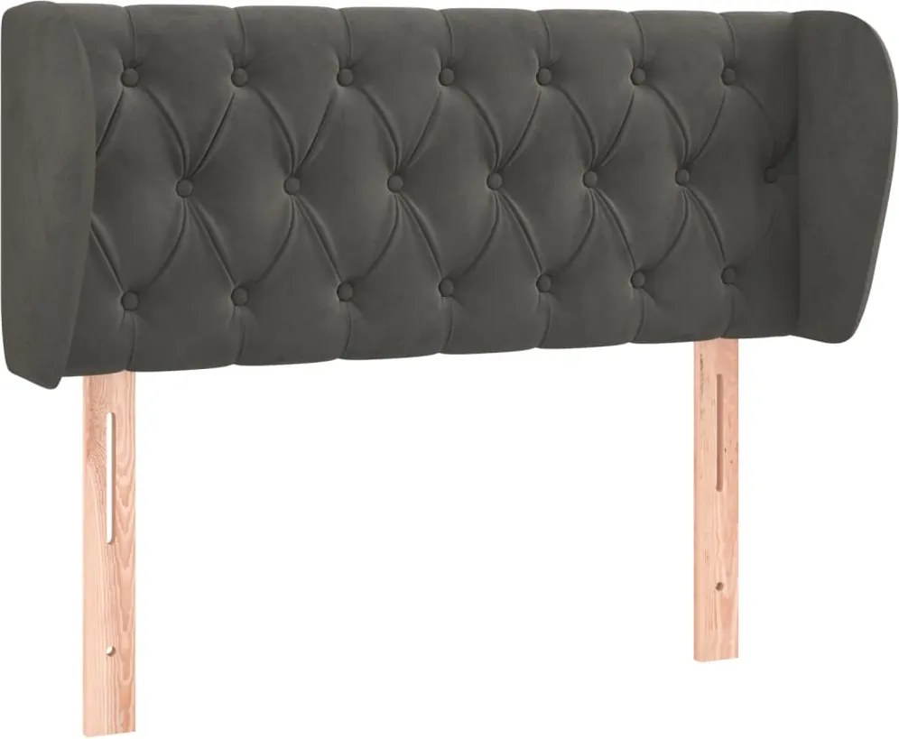 vidaXL Tăblie de pat cu aripioare gri închis 103x23x78/88 cm catifea