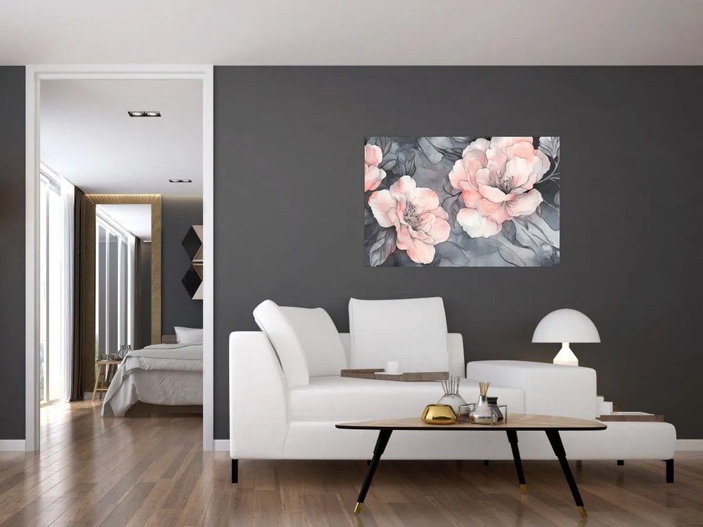 Tablou - Schiță de flori (90x60 cm)