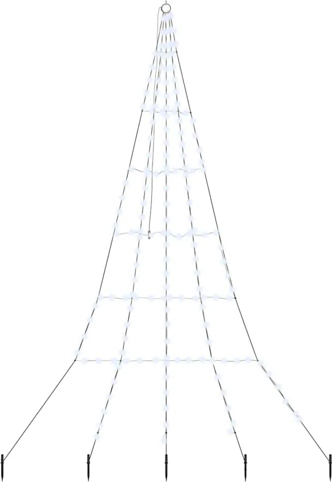 vidaXL Brad de Crăciun LED cu țevi de prindere în pământ 306 cm Metal