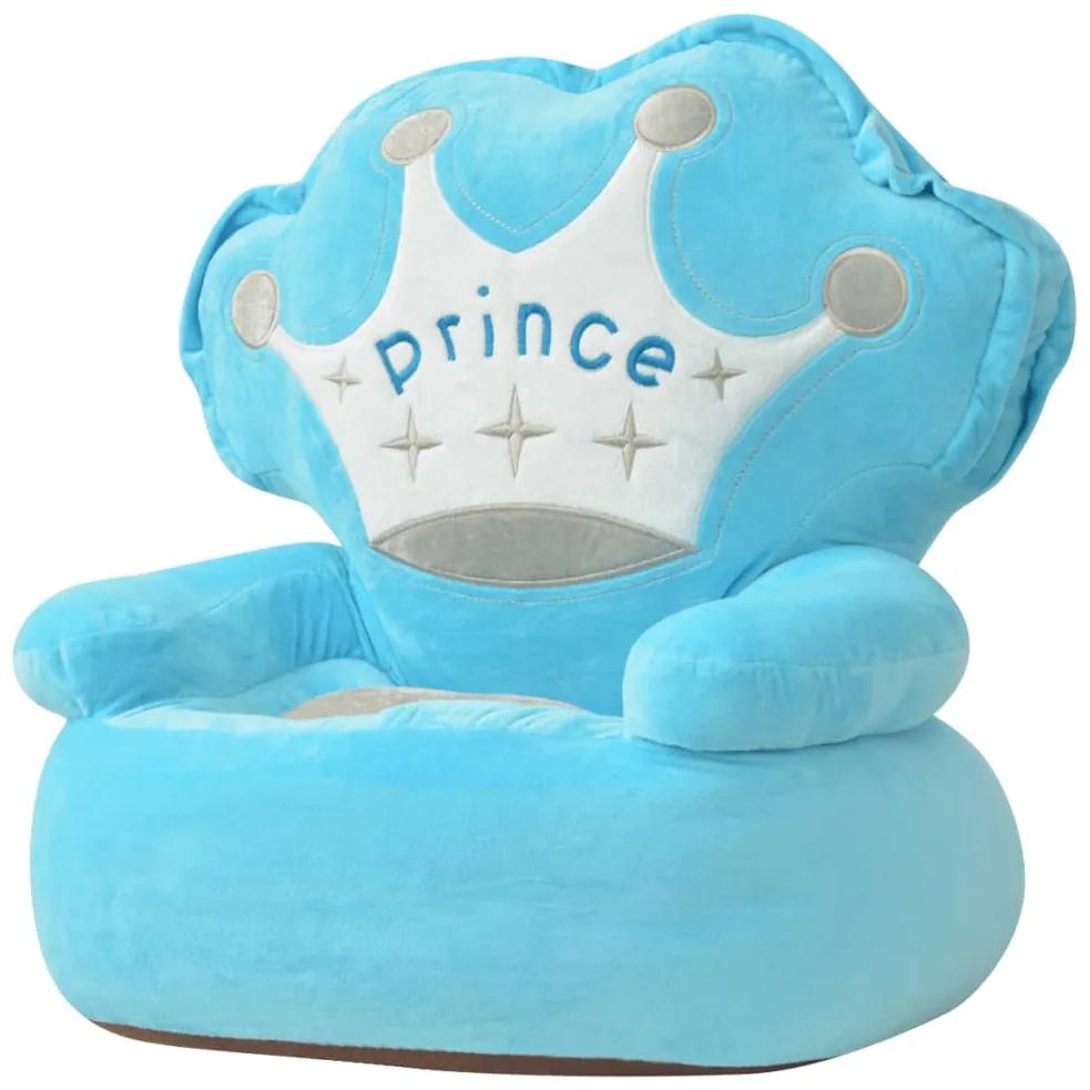80157 vidaXL Scaun din pluș pentru copii, Prince, albastru