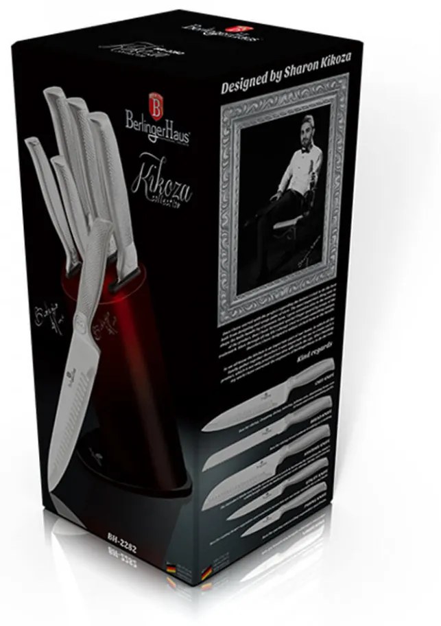 Set cutite otel inoxidabil (6 piese) Black Burgundy Kikoza Collection Berlinger Haus BH 2282
