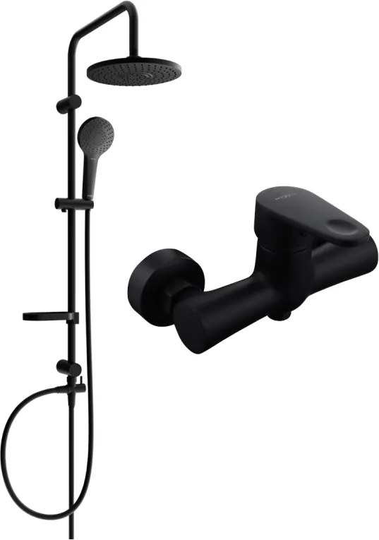 Mexen Kama Erik set de duș aplicat cu pară de duș și baterie pentru duș, negru - 72540205-70