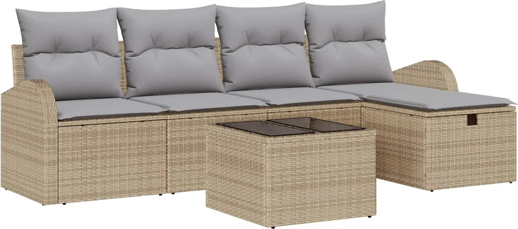 vidaXL Set de canapea cu pernă Manual Beige și gri deschis poliratan