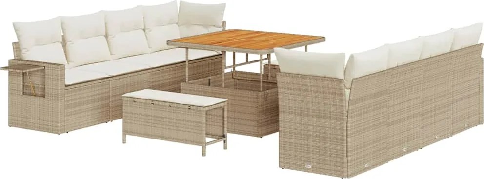 vidaXL Set de canapele pentru grădină 11 pcs Bej și crem poliratan