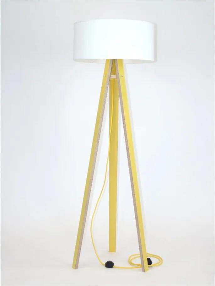 Lampadar cu abajur alb și cablu galben Ragaba Wanda, galben