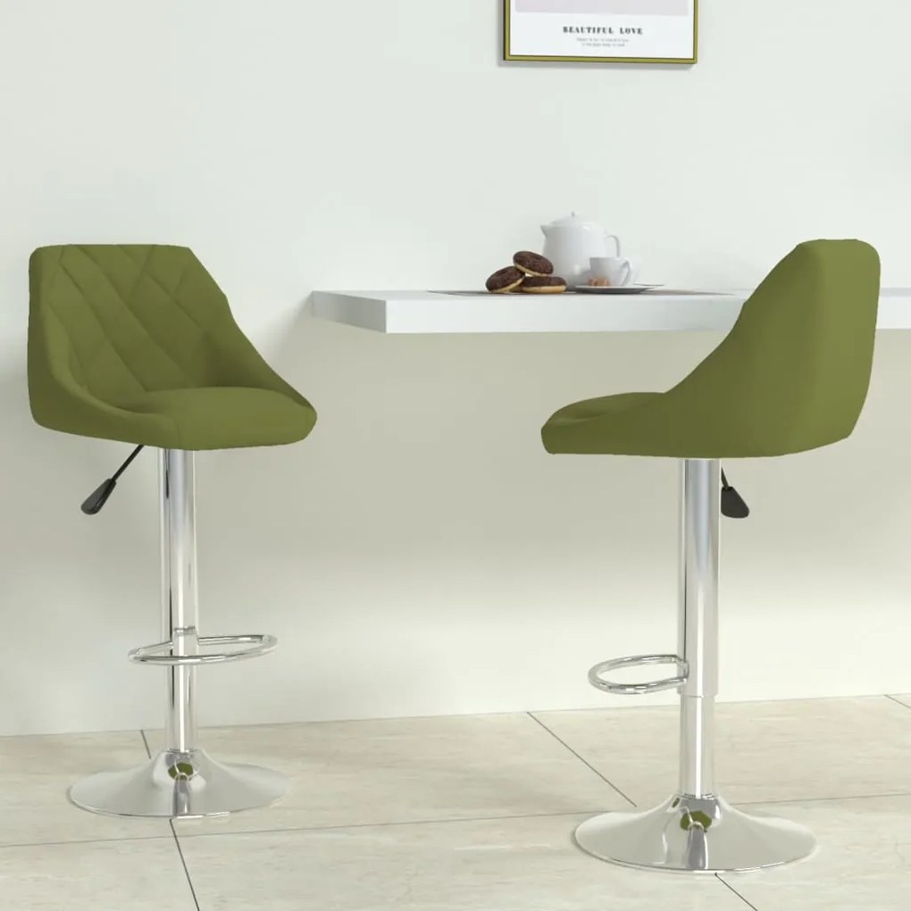 vidaXL Scaune de bar, 2 buc., verde deschis, catifea