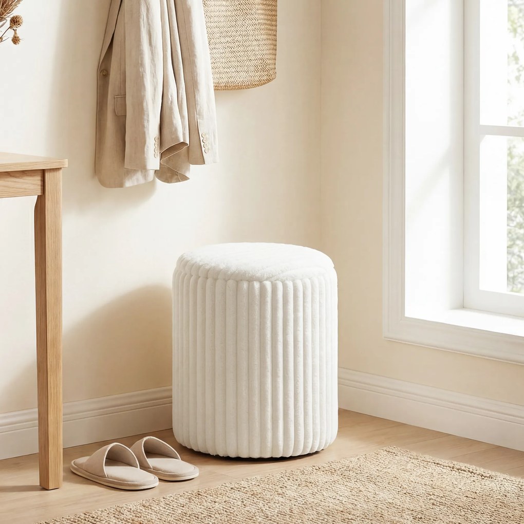 HOMCOM Taburet de depozitare cu capac reversibil, taburet modern din cord pentru living și dormitor, Alb | Aosom Romania