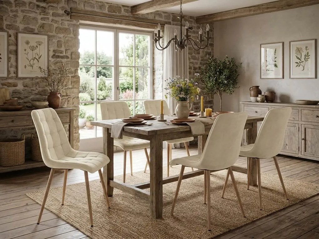 Scaun de masa SPLIT VELVET, bej deschis