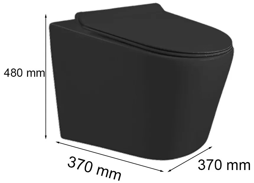 Toaletă Ride fără ramă, montată pe perete, neagră