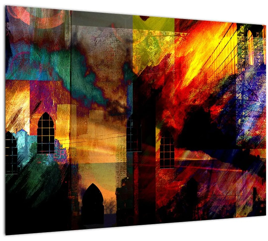Tablou - Oraș colorat, abstracție (70x50 cm)