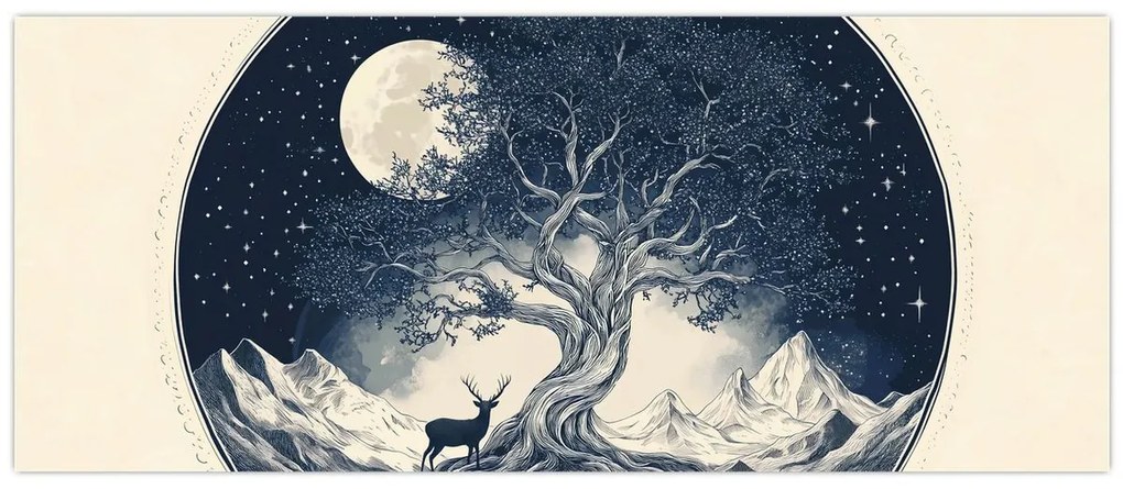 Tablou – Arbore magic cu cerb I. (120x50 cm)