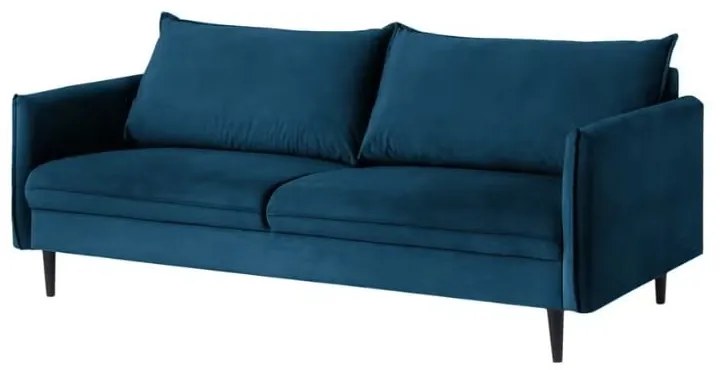 Canapea albastru-închis cu tapițerie din catifea 203 cm Juli – Ropez
