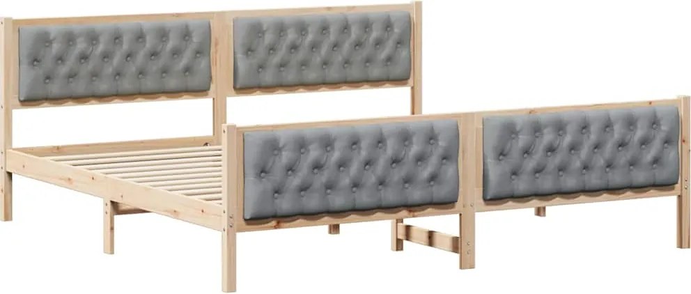 vidaXL Cadru de pat Gri deschis 200 x 200 cm Lemn de pin masiv