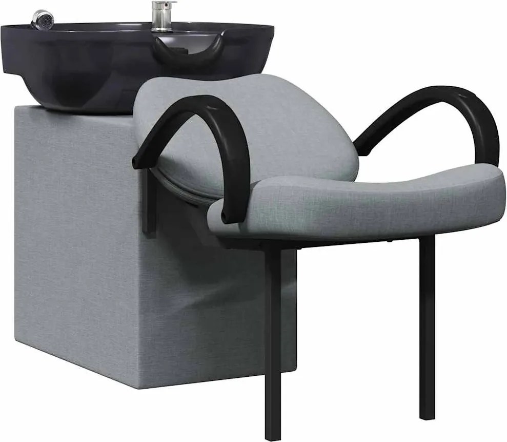 vidaXL Scaun pentru șampon Gri deschis și negru 136 x 60 x 92 cm