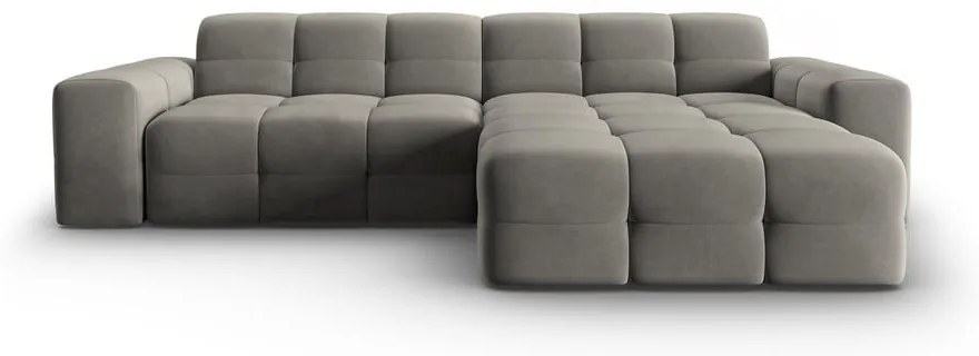 Colțar gri cu tapițerie din catifea (pe partea dreaptă) Kendal – Micadoni Home