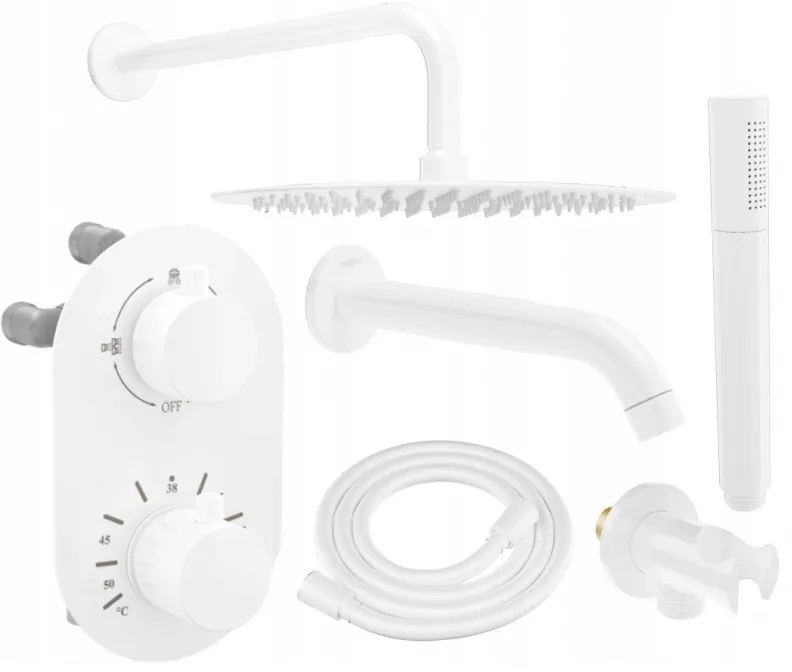 Mexen Kai DR70 set cadă-duș încastrat cu pară de tip ploaie30 cm, Albă - 77602DR70301-20