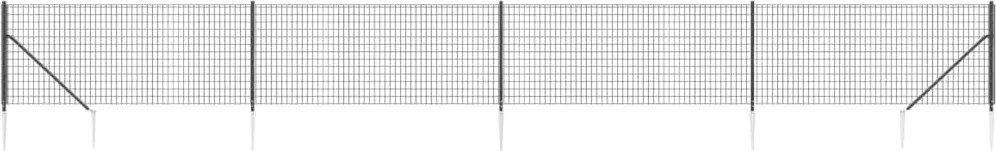 vidaXL Gard plasă de sârmă cu țăruși de fixare, antracit, 0,8x10 m