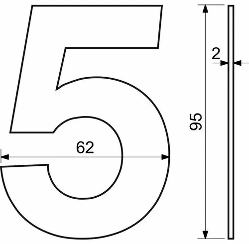 Număr inox de casă 6, 2D plat