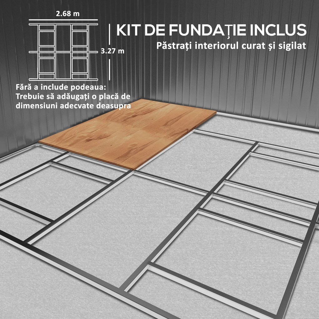 Outsunny Magazie pentru Unelte din Oțel Galvanizat, Magazie pentru Organizare și Depozitare 3.4x3.86x2 m, Verde | Aosom Romania