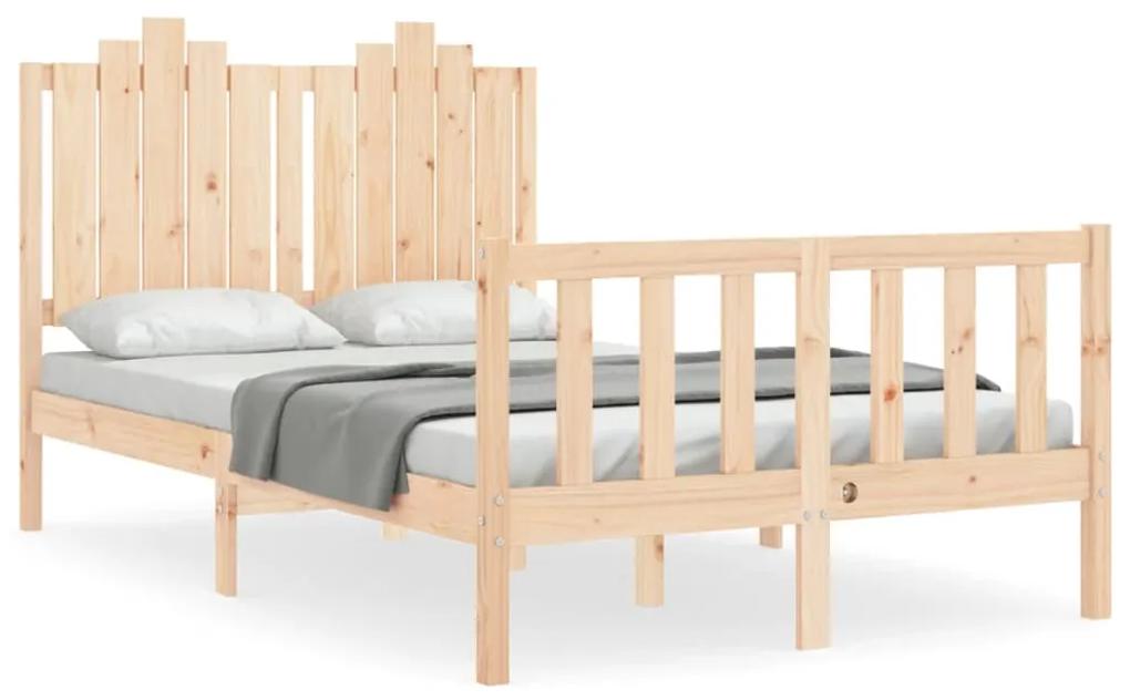 3192266 vidaXL Cadru de pat cu tăblie, dublu mic, lemn masiv