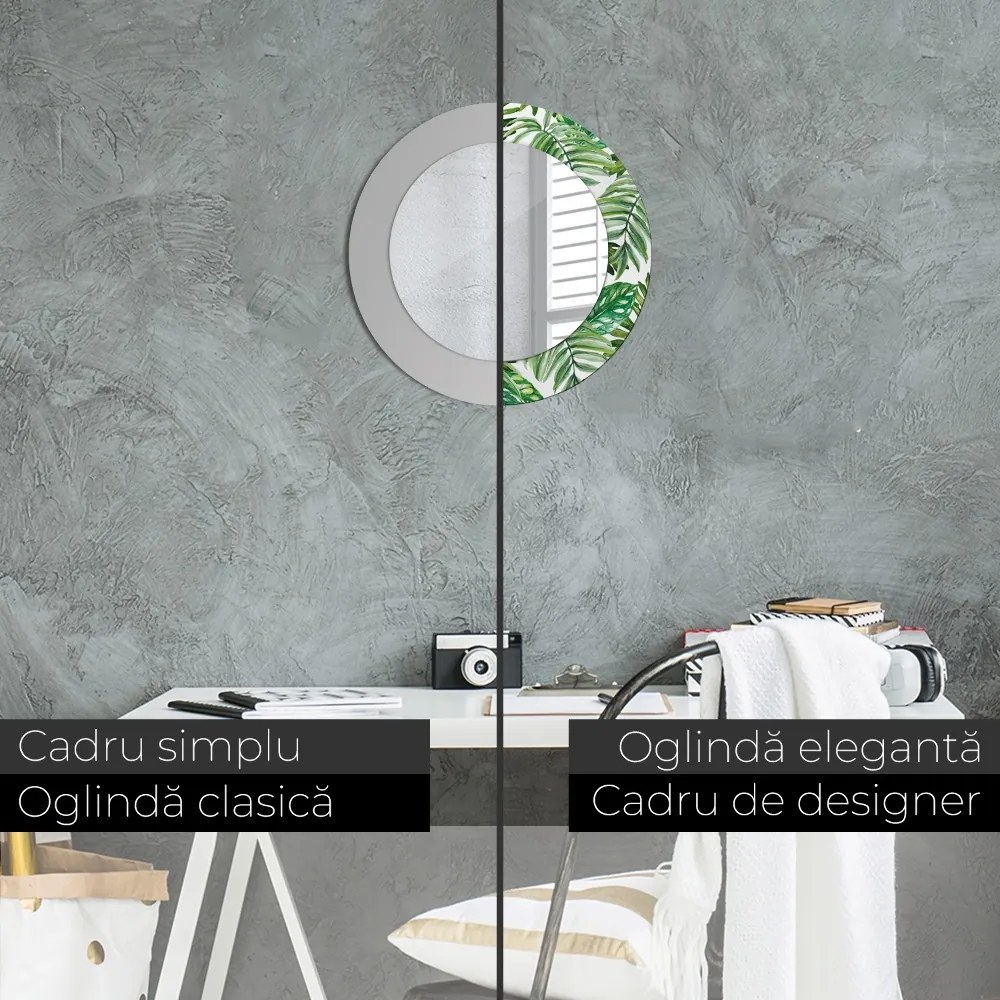 Decor oglinda rotunda Frunze de junglă fi 50 cm