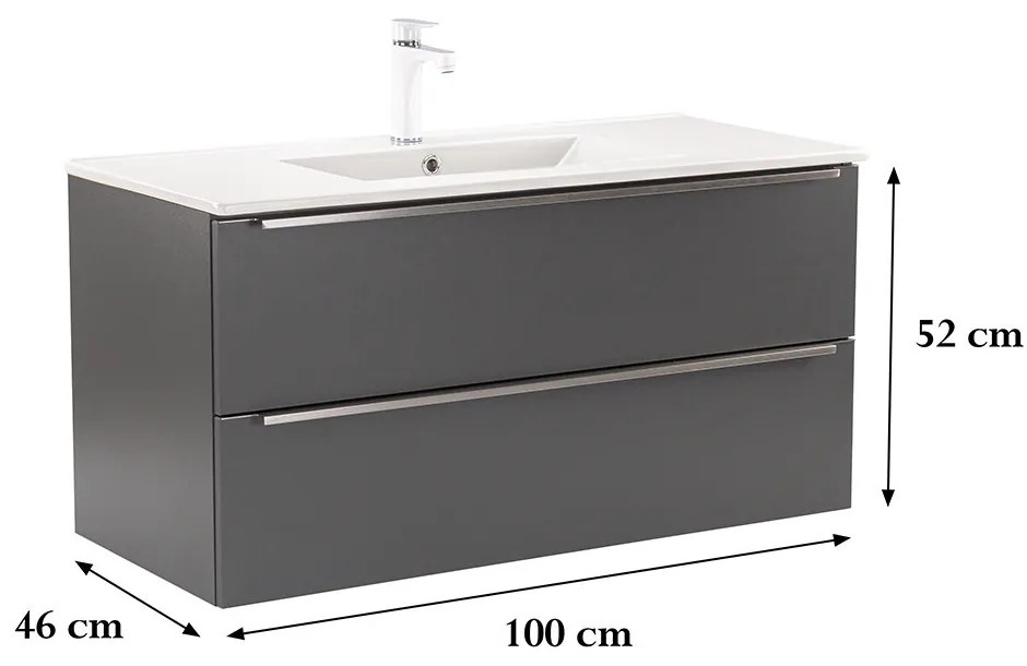 Dulap inferior Vario Trim 100 cu lavoar antracit-antracit