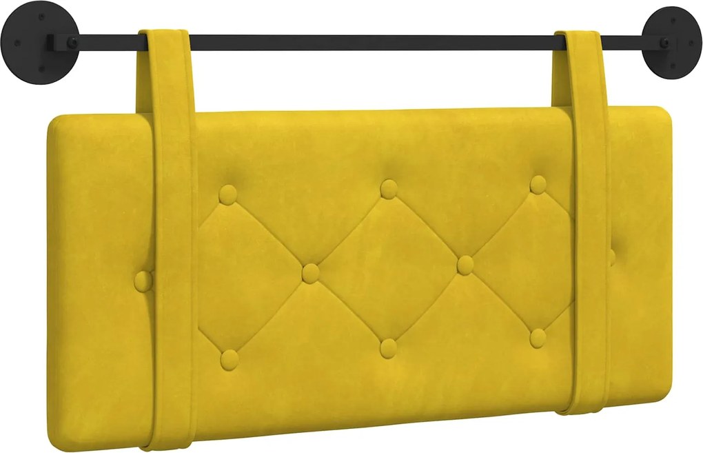 vidaXL Cap de pat suspendat Pe perete Galben 90 x 55 x 5 cm Catifea