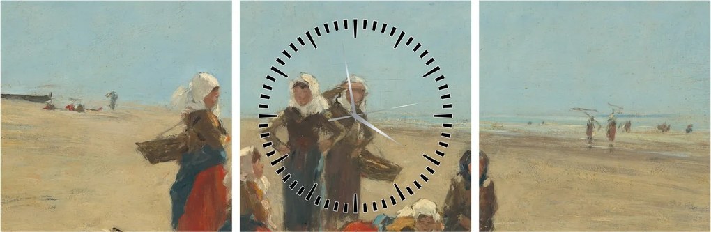 Tablou - Eugène Boudin, Women on the Beach at Berck, reproducere (cu ceas) (90x30 cm)