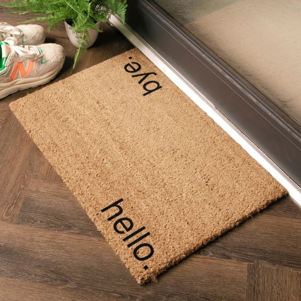 Covoraș de intrare din fibre de nucă de cocos 40x60 cm Hello, Bye – Artsy Doormats