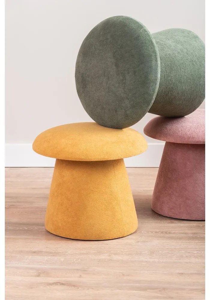 Taburet roz deschis cu tapițerie din catifea Mushroom – Leitmotiv