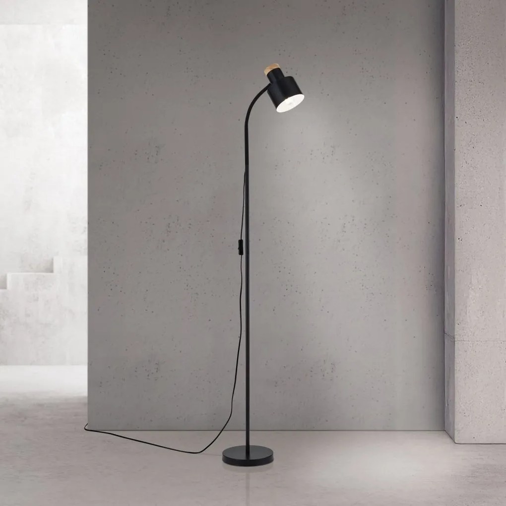 Lampa de podea cu spot directionabil Gili negru mat