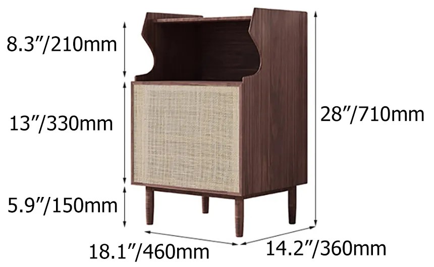 Nightstand japonez în stilul Japandi, culoare nuc DEPRIMO 21856, perfect pentru dormitor by Deprimo