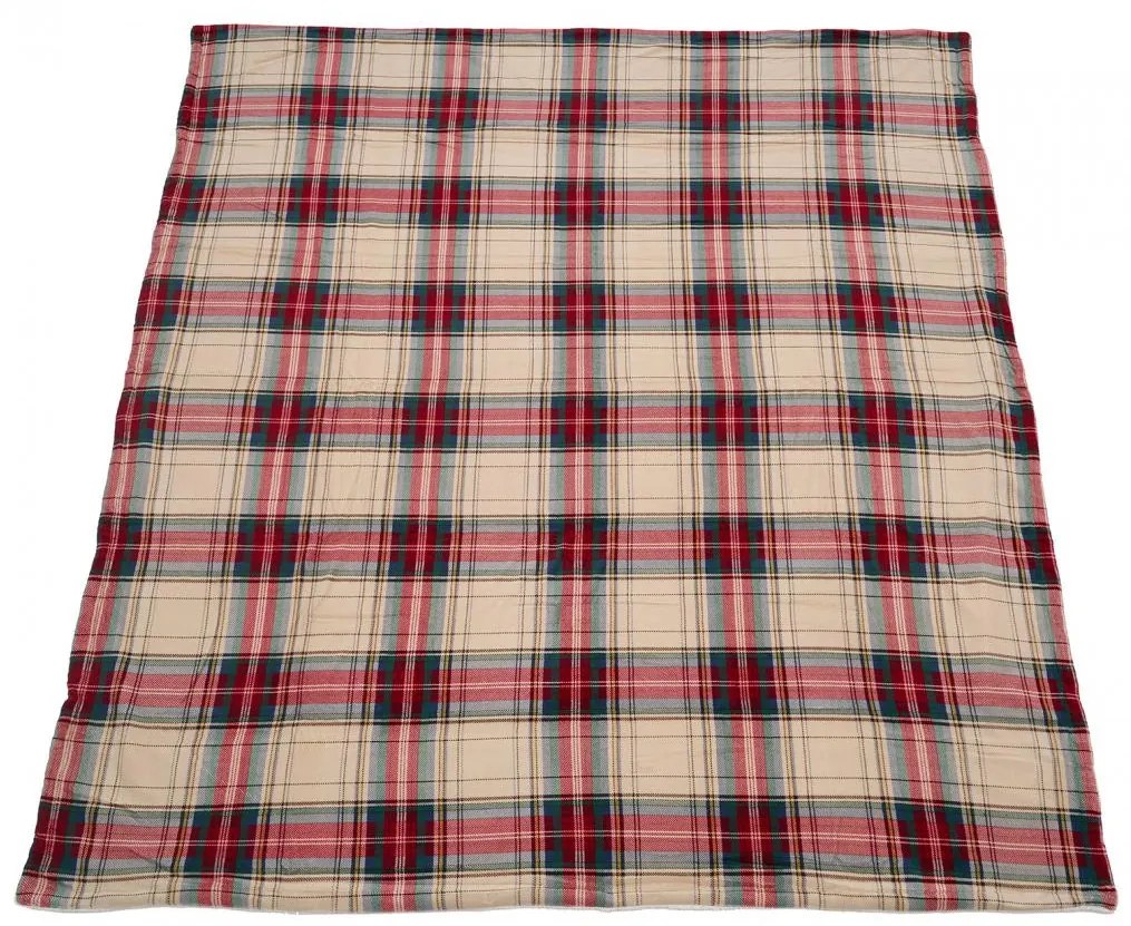 PATURA FLEECE 200X220 CM-CAROURI BEJ | Produs de Calitate Superioară
