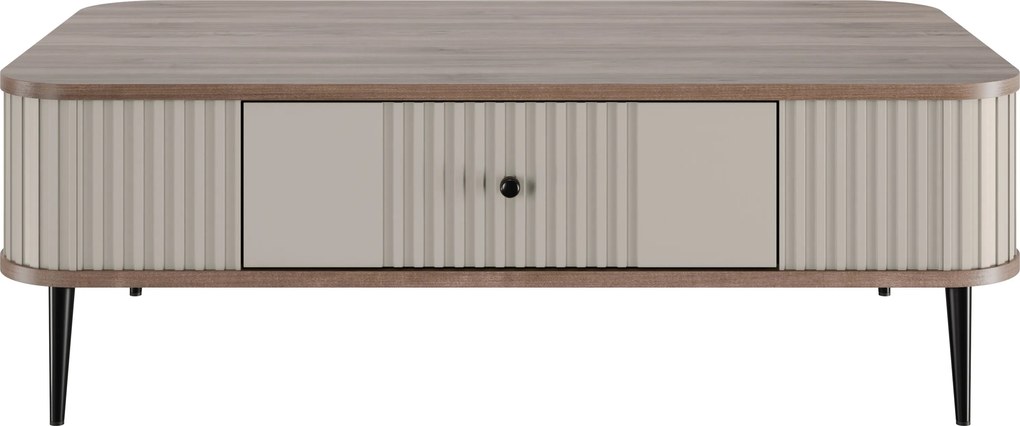 Măsuță de cafea cu sertar Vesper 103x60 cm - cashmir / nuc / picioare negre