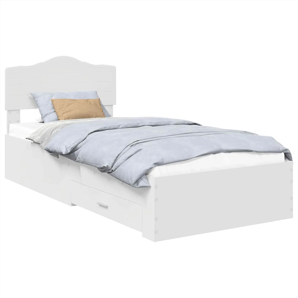 vidaXL Cadru de pat cu headboard Alb 90 x 190 cm Lemn compozit