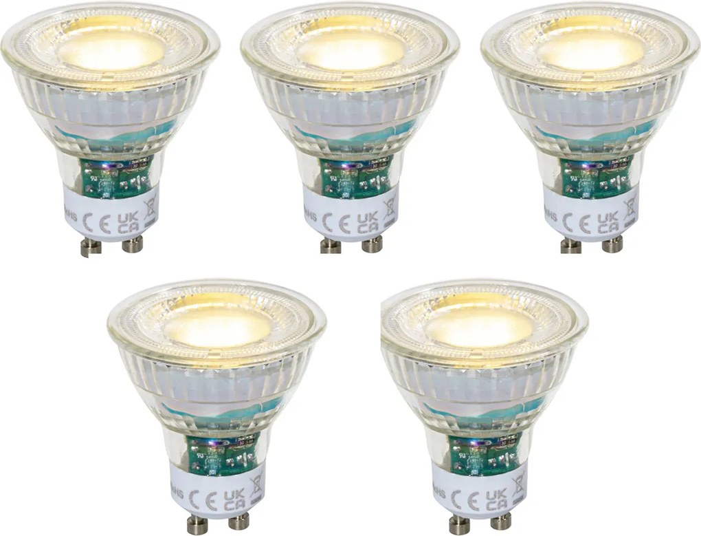 Set de 5 becuri LED clare, dimabile GU10 50mm 2.5W 450 lm 3000K
