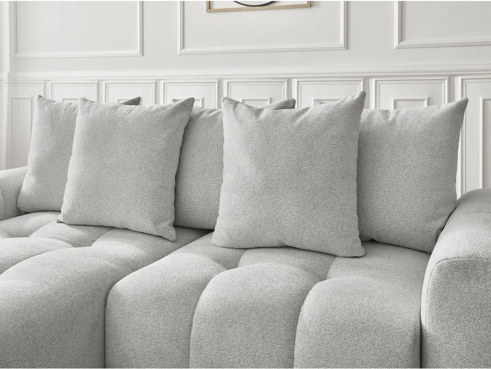 Colțar gri deschis extensibil/cu spațiu de depozitare cu tapițerie din chenille (cu colț pe partea stângă/cu șezlong) Roxelane – Bobochic Paris